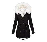 Giacca in pile da donna con cappuccio di media lunghezza cappotti invernali caldi da donna con zip up oversize parka giacca in cotone slim fit outdoor antivento cappotto tinta unita manica lunga