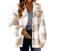 Giacca in pile da donna taglie forti cardigan da donna con tasche morbido e confortevole cappotto Sherpa casual a maniche lunghe giacche bomber alla moda plaid da donna giacche leggere cappotto
