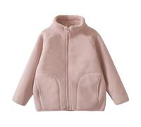 Giacca in pile da ragazza, con colletto alto, leggera, per le mezze stagioni, per le attività all'aria aperta, calda, in tinta unita, traspirante, per il tempo libero, classico, comodo, Colore: rosa