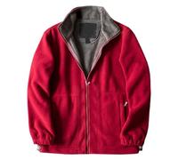 Giacca in pile da uomo classica ed elegante con cerniera intera, cappotto con colletto stile cadetto, adatta per gite del fine settimana o abbigliamento da lavoro, cerniera frontale completa, comoda e