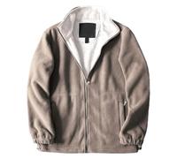 Giacca in pile da uomo classica ed elegante con cerniera intera, cappotto con colletto stile cadetto, adatta per gite del fine settimana o abbigliamento da lavoro, cerniera frontale completa, comoda e