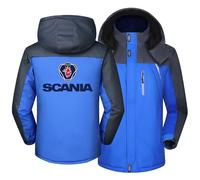 Giacca in pile impermeabile da uomo for SCANIA, cappotti da sci e montagna, foderati con cappuccio, giacca a vento termica(A,2XL)