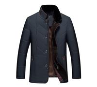 Giacca in pile invernale da uomo, calda foderata, antivento, ispessita, giacca funzionale da uomo, colletto alto, tinta unita, tampone invernale, Blu, M