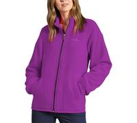Giacca in pile leggero da donna, con cerniera intera, morbida e calda, antistatica, con tasche con cerniera, Viola scuro, 4XL
