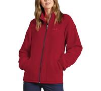 Giacca in pile leggero da donna, con cerniera intera, morbida e calda, antistatica, con tasche con cerniera, Rosso mattone, 5XL