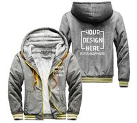 Giacca in pile personalizzata Uomo Stampa personalizzata Logo Testo Foto Morbida Felpa Foderata in Pile Casual Inverno Caldo Cappotto con Cappuccio, Grigio scuro, L