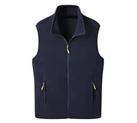 Giacca in Pile Uomo, Chaqueta de Abrigo de Lana de Invierno para Hombre, Chaqueta cálida con Cremallera, Chaqueta de terciopelo de con Cuello levantado y Bolsillos, Abrigo sin Mangas (Dark Blue, XXL)