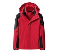Giacca in Pile Uomo da Casa - Cappotto da Uomo Autunno Inverno con Cappuccio Giacca da Esterno Elegante Fodera Calda Staccabile Due Pezzi Plus Size Loose Top (Red, L)