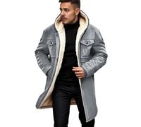 Giacca in Pile Uomo, Giacca in Pile Scamosciato con Colletto e Cerniera, Tasca, Cappotto Caldo Invernale, Sportivo all'aperto, Giacca a Vento con Cappuccio, Casual, Moda Autunnale (Grey, S)