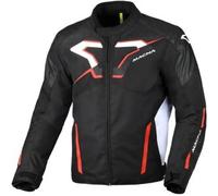Macna Tazar 2.0 impermeabile Giacca tessile moto, nero/bianco/rosso, Taglia M