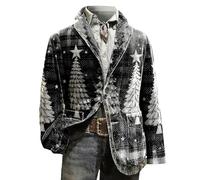 Giacca in velluto a coste da uomo, giacca da uomo in velluto a coste natalizia, motivo brutto grafico, cappotto per costume festivo, a maniche lunghe, slim fit, monopetto, giacche novità per feste e