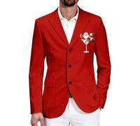 Giacca in velluto a coste da uomo, giacca da uomo in velluto a coste natalizia, motivo brutto grafico, cappotto per costume festivo, a maniche lunghe, slim fit, monopetto, giacche novità per feste e