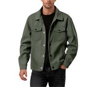 Giacca in velluto a coste da uomo, in velluto a coste, con bottoni, stile casual, per autunno e inverno, con tasca, da indossare tutti i giorni, Verde militare, L