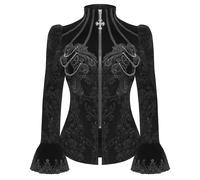 Giacca In Velluto Nero Chained Damask Gothica Regency Per Donna