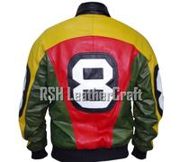 Giacca in vera pelle da uomo 8 palline da piscina Michael Hoban Where MI Bomber