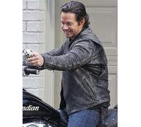 Giacca in vera pelle di mucca nera Mark Wahlberg Daddy's Home