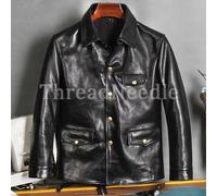Giacca In Vera Pelle Nera Slim Fit Da Biker Per Uomo