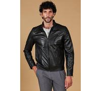 D'Arienzo - Giacca in Pelle Uomo Nera Trapuntata Made in Italy Vera Pelle Giacca Giubbotto Giubbino Moto Nero/56