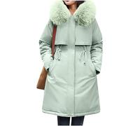 Giacca Invernale A Maniche Lunghe Da Donna Al Ginocchio Con Cappuccio Giacca Trapuntata In Pile Con Zip Giacca Di Transizione Con Bottoni A Pressione Con Tasche Giacca Calda Invernale, Mint Green, 3XL