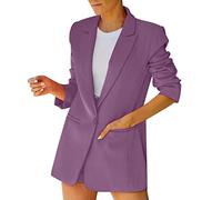 Giacca invernale da donna aperta davanti alla moda, a maniche lunghe, per lavoro, tempo libero, cardigan, cardigan leggero con colletto dentellato, Lilla, L