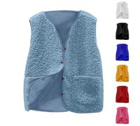 Giacca invernale da donna, calda, in pile Teddy, senza maniche, morbida, casual, con tasche, per le mezze stagioni, grandi dimensioni, gilet in pile, per attività all'aperto, in pile, Colore: rosa., s