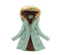 Giacca invernale da donna con calda imbottitura, lunga mezza stagione, con tasca, a maniche lunghe, in pile, taglie forti, slim fit, invernale, per adolescenti, ragazze, sportive, Verde menta, XL