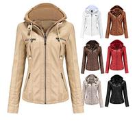 Giacca invernale da donna, nera, lunga, in pelle, con cappuccio, giacca da motociclista, giacca invernale in pelle, softshell, impermeabile, traspirante, giacca da lavoro, giacca da corsa e mezza