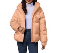 Giacca invernale da donna, trapuntata, leggera, trapuntata, giacca invernale spessa, per adolescenti, ragazze, calda, corta, per il tempo libero, M-3Xl, Colore: arancione., L