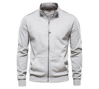 Giacca invernale da uomo, a maniche lunghe, per il tempo libero, con chiusura lampo, giacca da aviatore, per uomo, slim fit, giacca bomber per festival, giacca da trekking, O grigio chiaro, L