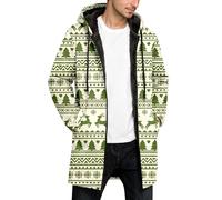 Giacca invernale da uomo, calda con cappuccio, divertente Ugly Christmas in pile con chiusura lampo, con cappuccio, con tasca, comoda giacca termica, R verde chiaro, M