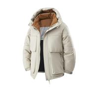 Giacca invernale da uomo calda parka invernale felpa con cappuccio giacca da lavoro a maniche lunghe giacca da mezza stagione con tasche e cerniera piumino autunno inverno cappotto uomo, O bianco