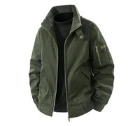 Giacca invernale da uomo, in pile, spessa trapuntata, per il tempo libero, per le mezze stagioni, giacca da aviatore, tinta unita, cotone, verde, L