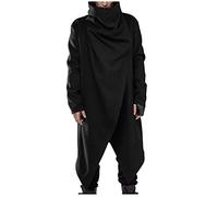 Giacca invernale da uomo senza cappuccio Comfort lungo, in cotone, vintage, per cosplay, outwear, mantello poncho, cappotto, Nero , M