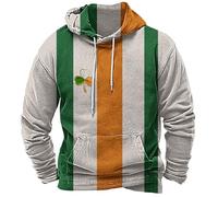 Giacca invernale da uomo St Pat's Day Felpa Oversized Lightweight Big and Tall Felpa con taschini | Maglione per uomo invernale per le mezze stagioni, cachi, L