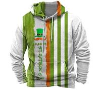Giacca invernale da uomo St Pat's Day Felpa Oversized Lightweight Big and Tall Felpa con taschini | Maglione per uomo invernale per le mezze stagioni, verde, 4XL