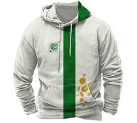 Giacca invernale da uomo St Pat's Day Felpa Oversized Lightweight Big and Tall Felpa con taschini | Maglione per uomo invernale per le mezze stagioni, bianco, XXL