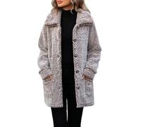 Giacca Invernale Donna Cappotto di Lana Donna Giacca Teddy Giacca Sherpa Giacca Donna Elegante Cappotto in Morbido Peluche con Zip Intera e Tasche Giacca Calda e Comoda Adatta per Shopping Vacanze