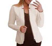 Giacca Invernale Donna Corta New Jacket Loose Casual Solid Colour Zip Long Sleeve Suit Top Giaccone Giacca Elegante Autunnale con Cappuccio Donna
