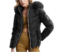 Giacca Invernale Donna Piumino Curvy Donna Women S Down Winter Mid Lenght Down Puffer Coats Ladies Lightweight with Hood Plus Size Slim Trench Coat Long Piumino Imbottito Giacca Black XL