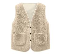 Giacca Invernale Imbottita Senza Maniche per Bambina con Colletto e Ampia vestibilità Calda Tasche pratiche Ideale per attività quotidiane (Beige, 5-6 Years)