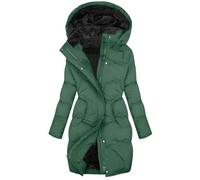 Giacca invernale lunga impermeabile da donna extra calda foderata cappotto casual trapuntato in pile spesso cappotto trapuntato giacca invernale da donna calda, Verde, L