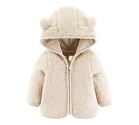 Giacca Invernale Neonato Bambino Ragazza Ragazzo con Cappuccio in Pile Caldo con Orecchie Orsetto Cappotto Cerniera Capispalla Esterno Autunno Primavera Abbigliamento Comodo (Khaki, 0-6 Months)