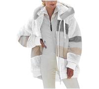 Giacca Invernale Pile Donna Taglie Forti Offerte Cappotto Sherpa Teddy Giacca Sci Felpa con Cappuccio in Peluche Fronte-retro con Cerniera Coulisse in Più Colori Cappotto Calda Ampia Confortevole