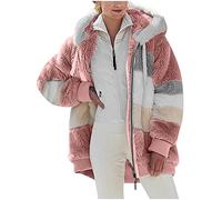 Giacca Invernale Pile Donna Taglie Forti Offerte Cappotto Sherpa Teddy Giacca Sci Felpa con Cappuccio in Peluche Fronte-retro con Cerniera Coulisse in Più Colori Cappotto Calda Ampia Confortevole