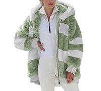 Giacca Invernale Pile Donna Taglie Forti Offerte Cappotto Sherpa Teddy Giacca Sci Felpa con Cappuccio in Peluche Fronte-retro con Cerniera Coulisse in Più Colori Cappotto Calda Ampia Confortevole
