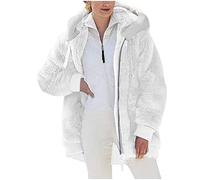 Giacca Invernale Pile Donna Taglie Forti Offerte Cappotto Sherpa Teddy Giacca Sci Felpa con Cappuccio in Peluche Fronte-retro con Cerniera Coulisse in Più Colori Cappotto Calda Ampia Confortevole