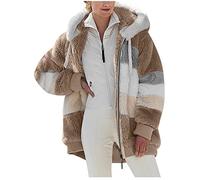 Giacca Invernale Pile Donna Taglie Forti Offerte Cappotto Sherpa Teddy Giacca Sci Felpa con Cappuccio in Peluche Fronte-retro con Cerniera Coulisse in Più Colori Cappotto Calda Ampia Confortevole