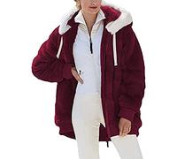Giacca Invernale Pile Donna Taglie Forti Offerte Cappotto Sherpa Teddy Giacca Sci Felpa con Cappuccio in Peluche Fronte-retro con Cerniera Coulisse in Più Colori Cappotto Calda Ampia Confortevole