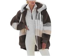 Giacca Invernale Pile Donna Taglie Forti Offerte Cappotto Sherpa Teddy Giacca Sci Felpa con Cappuccio in Peluche Fronte-retro con Cerniera Coulisse in Più Colori Cappotto Calda Ampia Confortevole