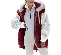 Giacca Invernale Pile Donna Taglie Forti Offerte Cappotto Sherpa Teddy Giacca Sci Felpa con Cappuccio in Peluche Fronte-retro con Cerniera Coulisse in Più Colori Cappotto Calda Ampia Confortevole